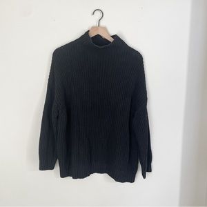 American Eagle Oversized Black Mock Neck Sweater Size Medium 60% Cotton